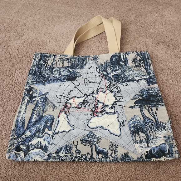 AUTHENTIC Christian Dior Around The World Beach Straw Tote - Picture 7 of 7